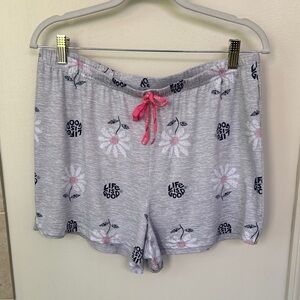 Life Is Good Women's Gray and Pink Floral Sleep Shorts